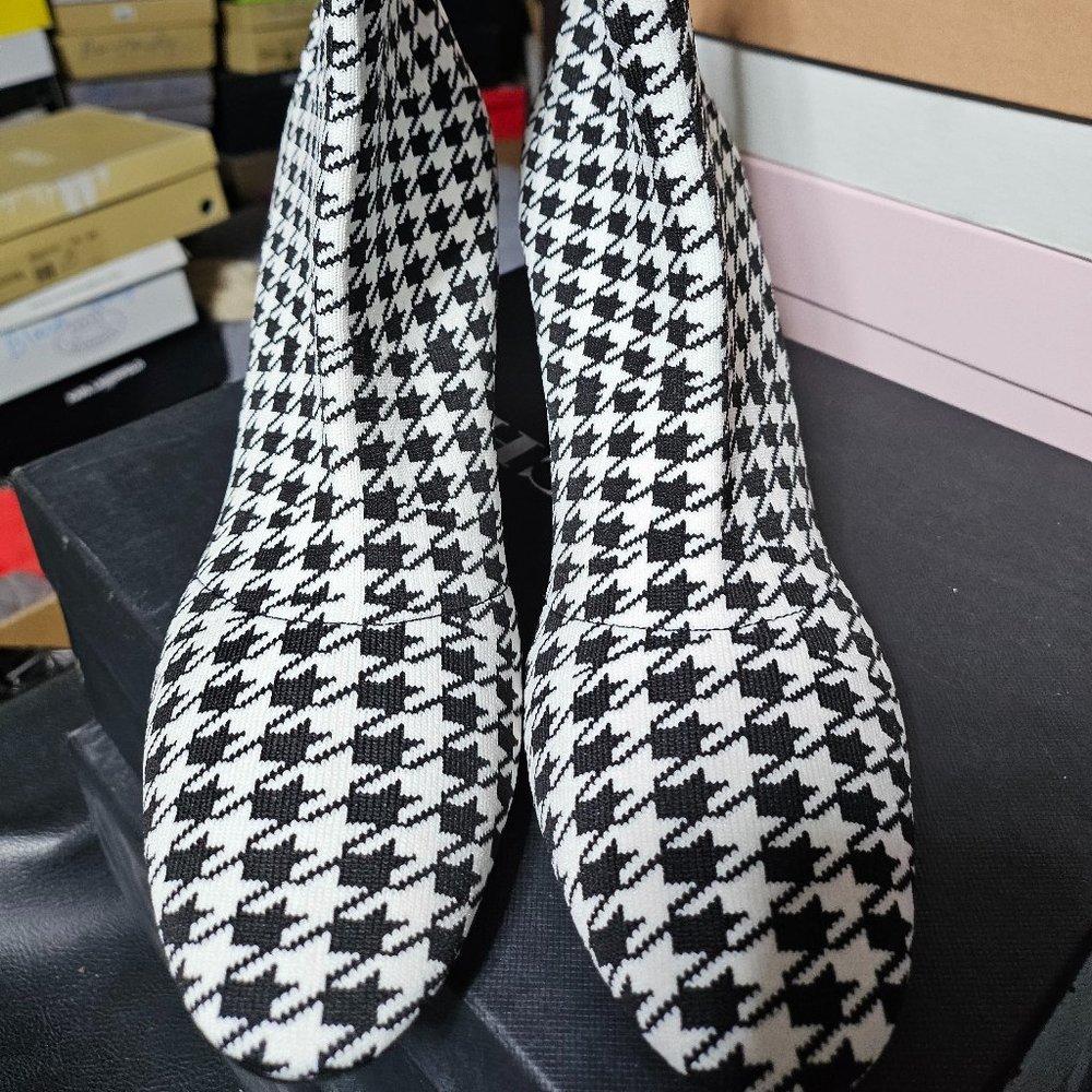 Charles black and white boots 3 inch heels